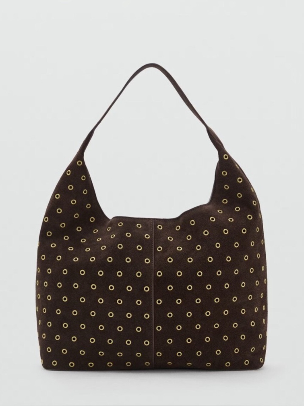 Mango Brown Suede Grommet Hobo Handbag